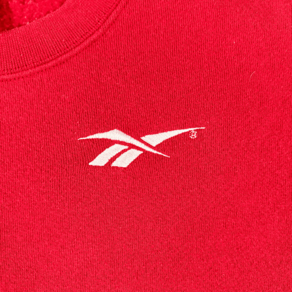 Vintage Reebok Sweater Adult MEDIUM Red Sweatshirt Pullover Chest Logo 80s - Picture 3 of 7